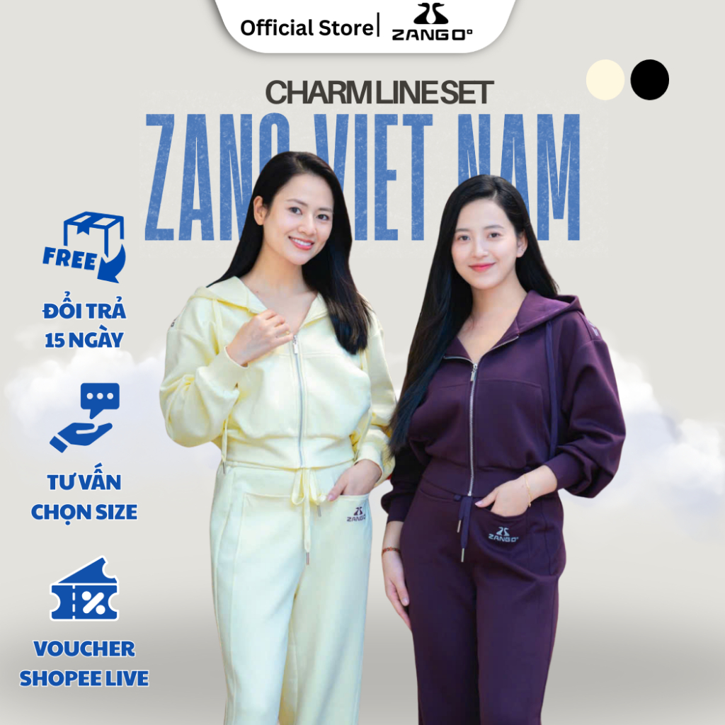 ZANG POWER HOOD SET - Set Nỉ Thu Đông Áo Hoodie Croptop Tôn Eo Quần Suông Lưng Cao Tôn Dáng-ZANG Việ