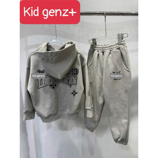  Bộ áo hoodie eo vi grey + quần nỉ jogger cho bé  set áo nỉ có mũ mùa đông trẻ em unisex  kid genz 