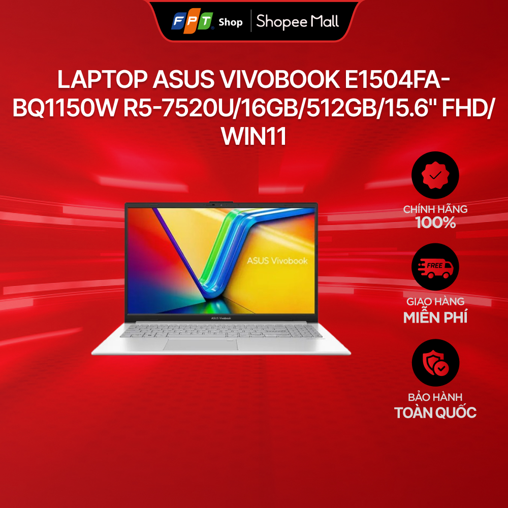 [Chỉ GH tận nơi] Laptop Asus Vivobook E1504FA-BQ1150W R5-7520U/16GB/512GB/15.6" FHD/Win11