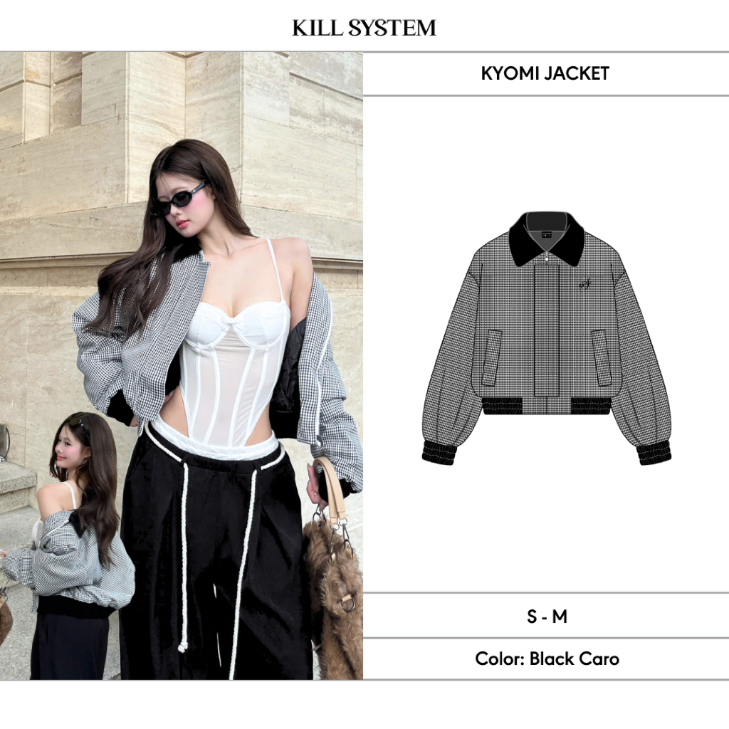 Áo khoác bomber sọc caro KYOMI - 𝐊𝐈𝐋𝐋 𝐒𝐘𝐒𝐓𝐄𝐌