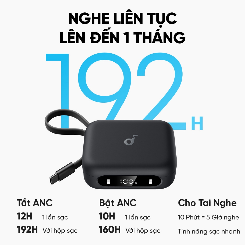 Tai nghe bluetooth kiêm sạc dự phòng Soundcore P41i | Pin 192h | Adaptive ANC | 6 Micro AI | Phiên dịch | BigBuy360 - bigbuy360.vn