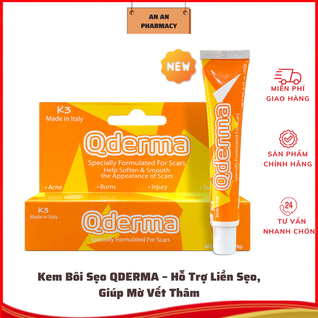 Kem Bôi Sẹo QDERMA – Hỗ Trợ Liền Sẹo, Giúp Mờ Vết Thâm, Dưỡng Ẩm, Giúp Da Mịn Màng, Tuýp 20g