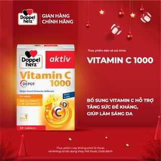  Viên uống bổ sung Vitamin C Doppelherz Vitamin C 1000 hỗ trợ tăng sức đề kháng sáng da  Hộp 30 viên  