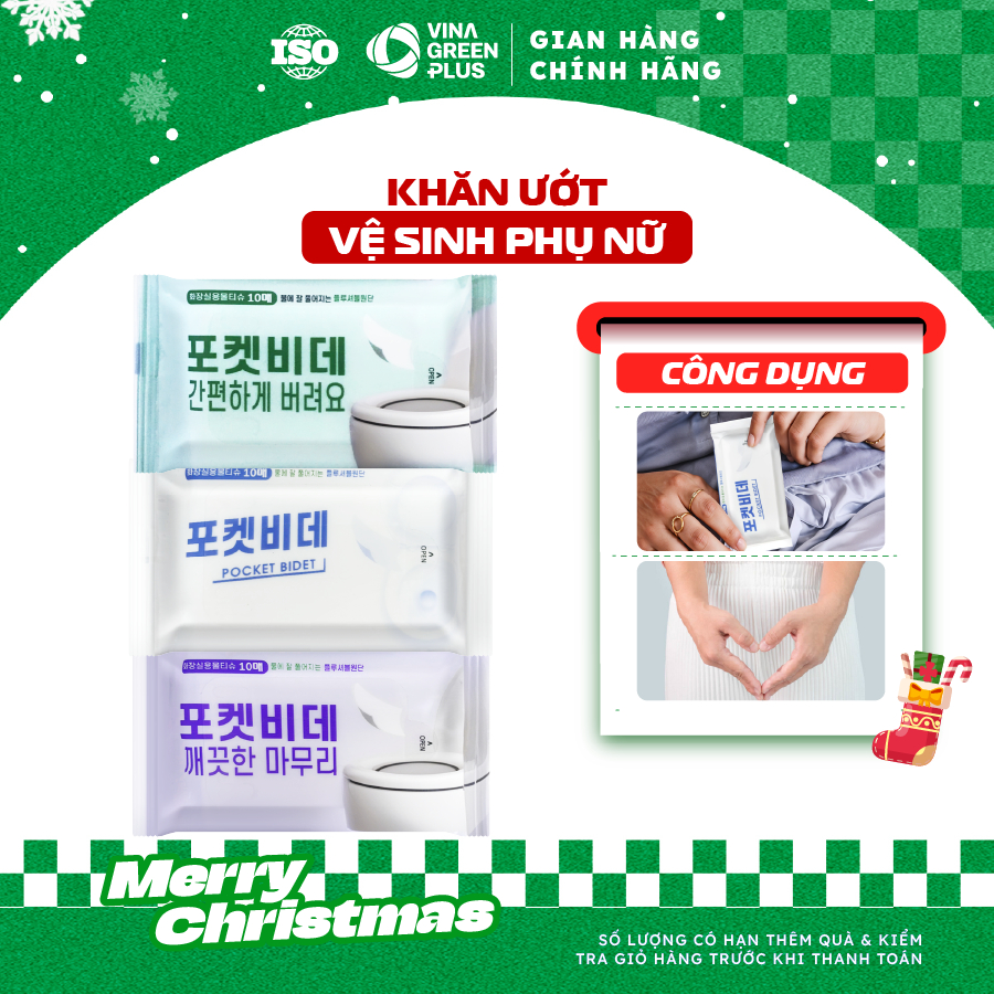 Khăn ướt vệ sinh phụ nữ Kawaii 1 gói 10 tờ vệ sinh vùng kín, an toàn cho da nhạy cảm