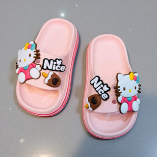  Dép bánh mì siêu dày cho bé trai bé gái hình thỏ labubu đế cao viền chữ Happy Day 