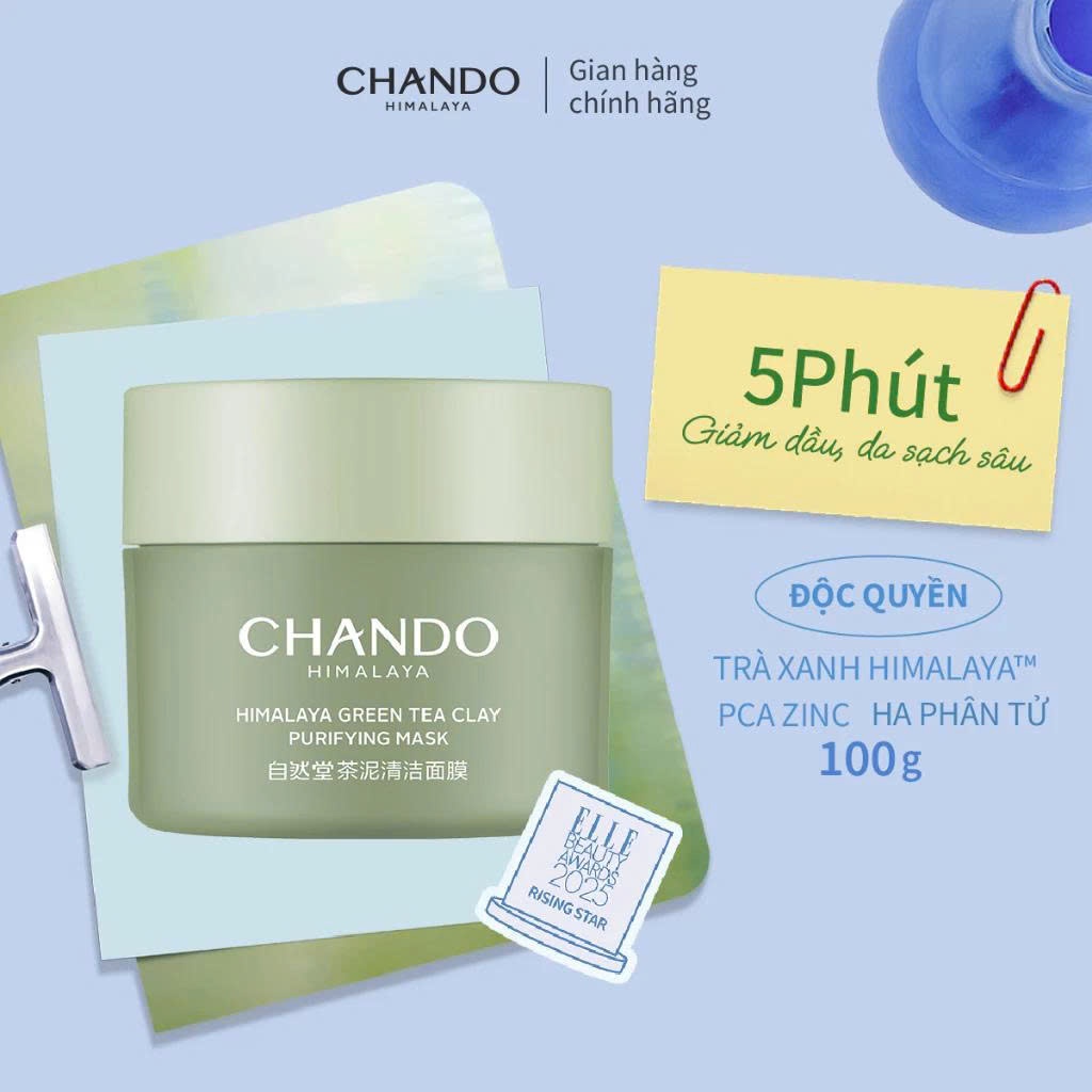 [VHLxChando Himalaya]Mặt Nạ Đất Sét Trà Xanh Giảm Nhờn, Sạch Sâu 100g CHANDO Himalaya