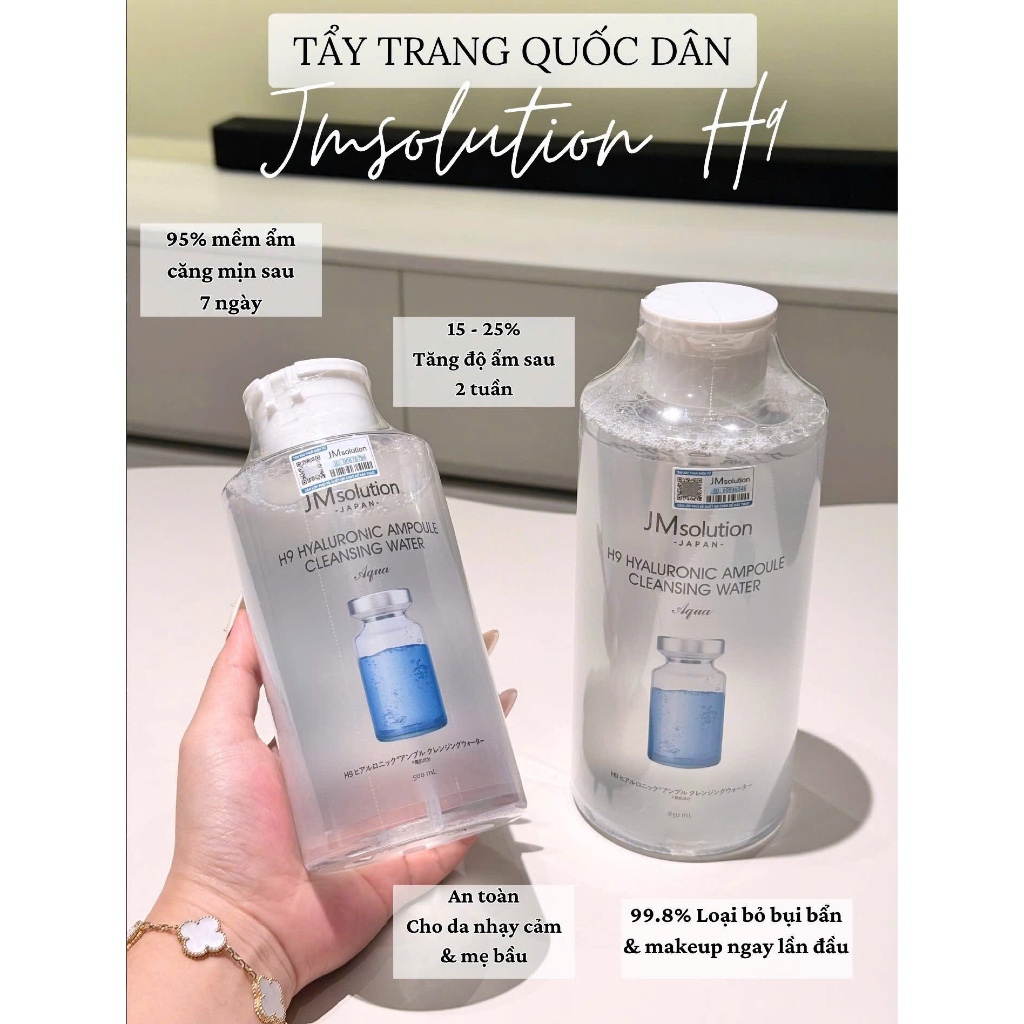 Tẩy Trang JM Solution H9 Hyaluronic Ampoule Cleansing Water Aqua