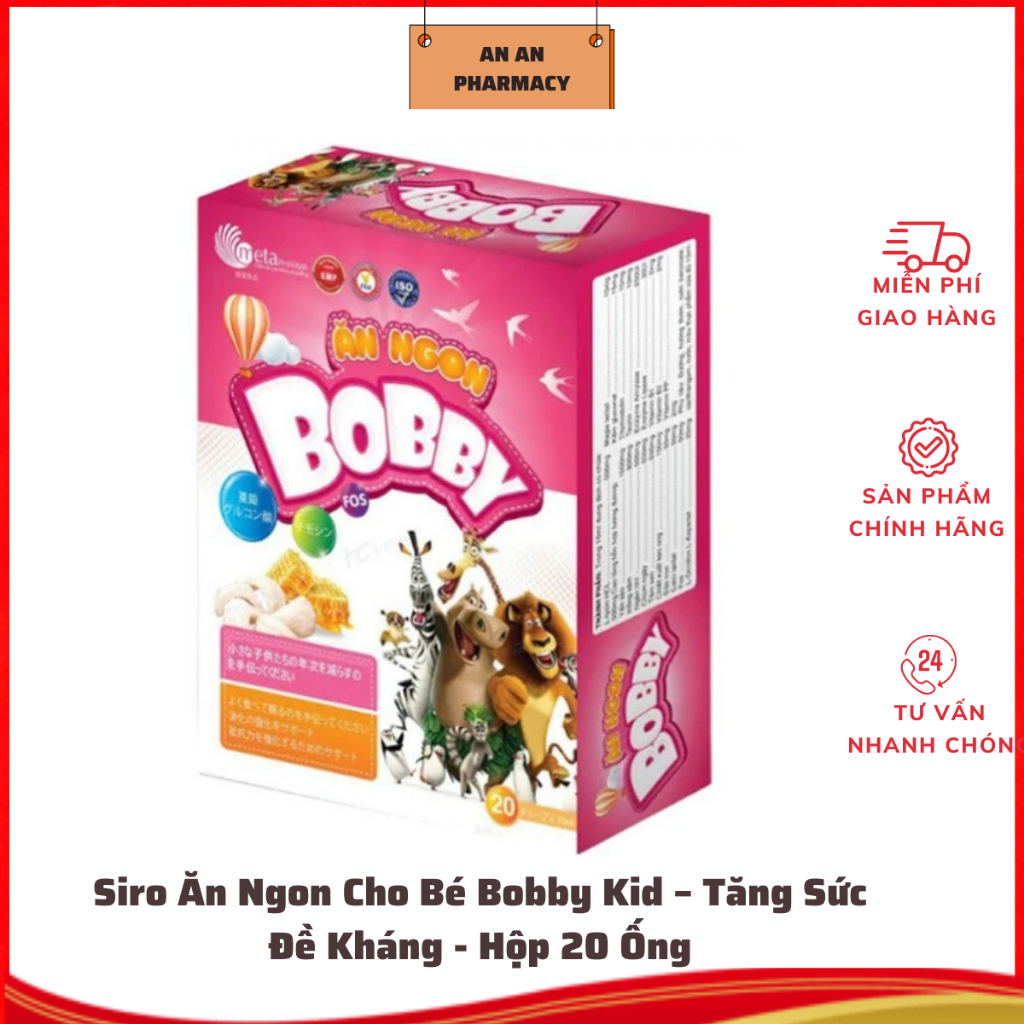Siro Ăn Ngon Cho Bé Bobby Kid – Tăng Sức Đề Kháng, Hấp Thu Dinh Dưỡng, Hỗ Trợ Tiêu Hóa, Hộp 20 Ống