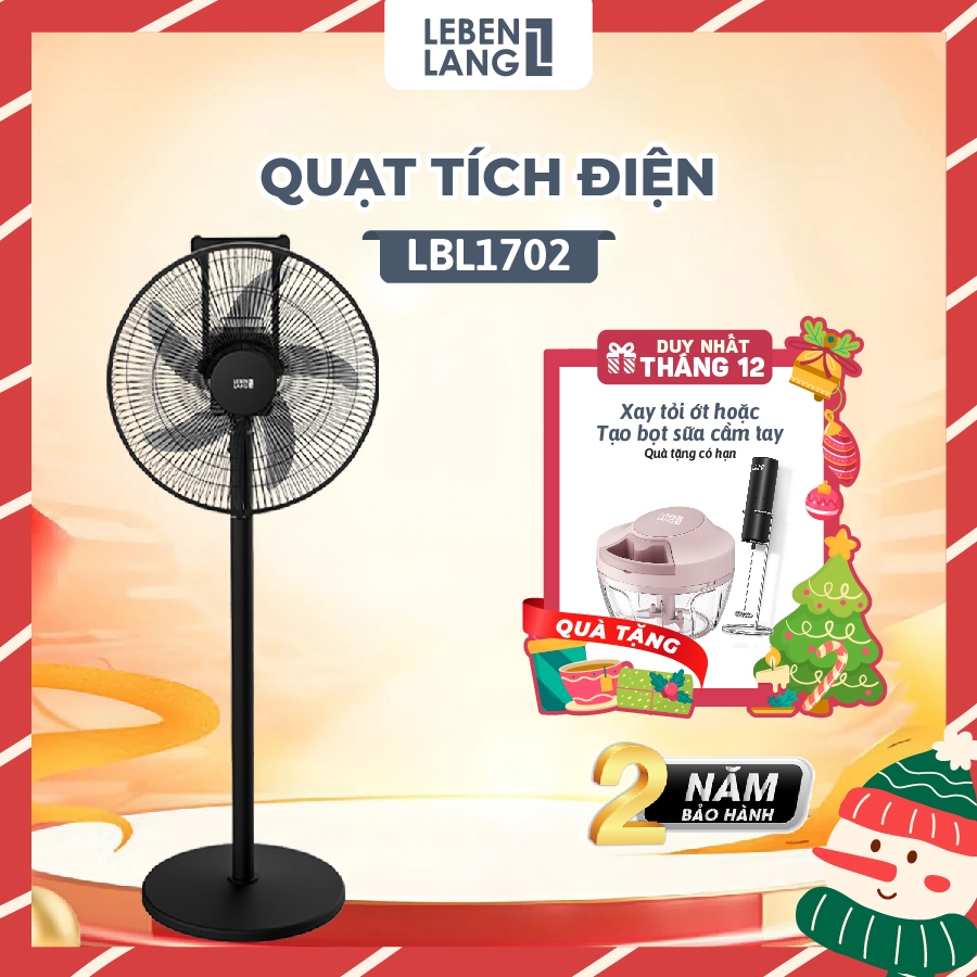 Quạt tích điện Lebenlang LBL1702, quạt cây có điều khiển 5in1, 35W, sạc từ 4-6h, 5 tốc độ gió