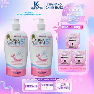   TẶNG 3 MASK PRUKSA   Combo 2 chai Dưỡng thể Alpha Arbutin 5 Plus + VIT C Collagen PRINCESS BKK SKIN - Mỗi chai 500ml 