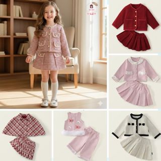  BST Set Dạ Cho Bé Gái Set Dạ Sang Chảnh Cho Bé Gái Chất Liệu Dạ Mềm Mại Ấm Áp Mùa Đông Noel 