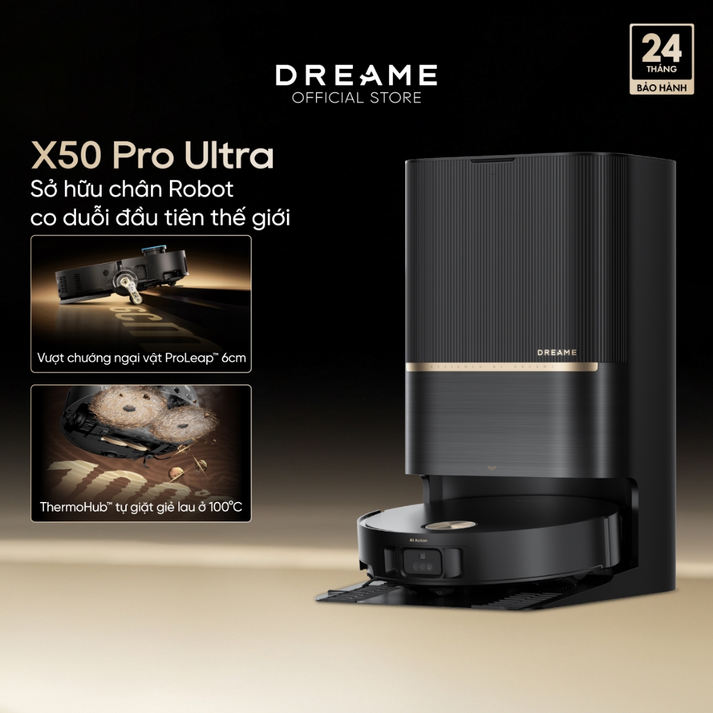 Dreame X50 Pro Ultra Robot hút bụi | lực hút 30.000Pa | lau sàn nước ấm 40°C | BH 24 tháng