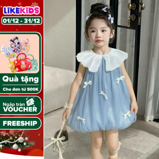  Đầm váy cho bé gái hoạ tiết NƠ ĐÍNH form phồng thoáng mát dễ mặc E41 - LikeKids 
