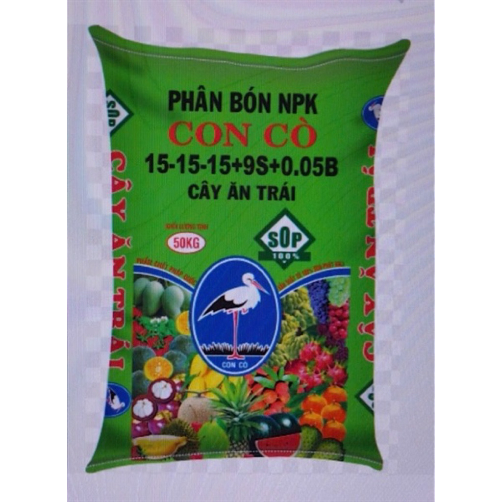 1 Bao NPK 3 con cò 15-15-15 Chuyên cho cây ăn trái- kali trắng- Bao 50kg