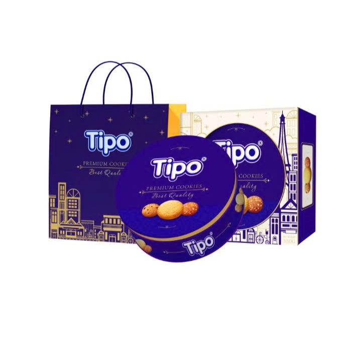 BÁNH TẾT THÙNG 10 HỘP  Tipo Bánh Cookies Thập Cẩm Rắc Hạt 330g
