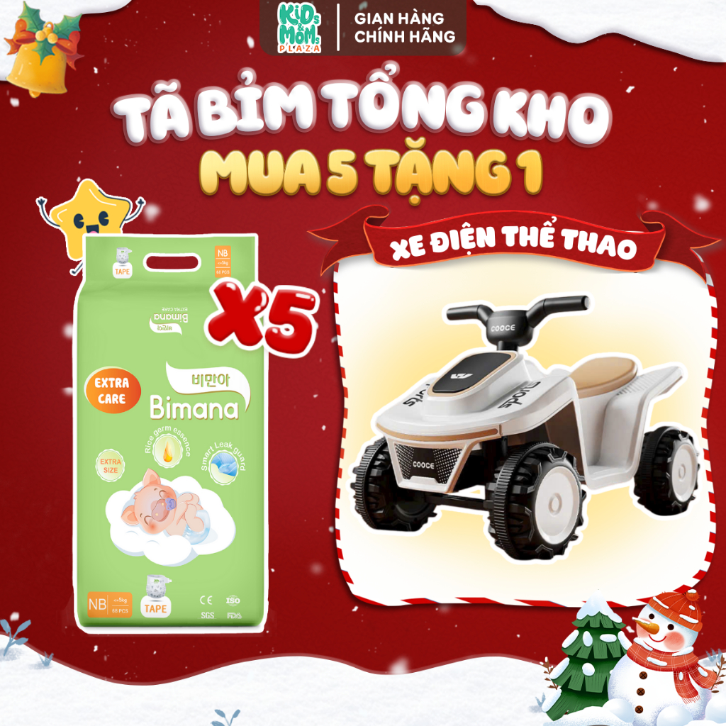(5E) [TẶNG XE ĐIỆN THỂ THAO COOCE] COMBO 5 BỊCH tã/bỉm Bimana Extra