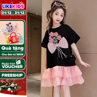  Đầm váy thun polo cực xinh cho bé gái kiểu dáng TÙNG XOÈ 2 tầng thoáng mát E66-LikeKids 