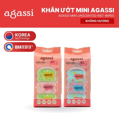 KHĂN ƯỚT MINI AGASSI TIẾT KIỆM, SIÊU TIỆN LỢI (LỐC 8 GÓI)