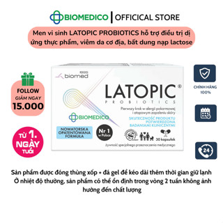  LATOPIC VIÊN UỐNG Men vi sinh PROBIOTICS hỗ trợ điều trị dị ứng đạm bò thực phẩm bất dung nạp lactose viêm da cơ địa 