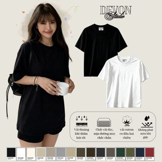  Áo Thun Trơn Cotton 250gsm Devon  Full Color Unisex Oversized 