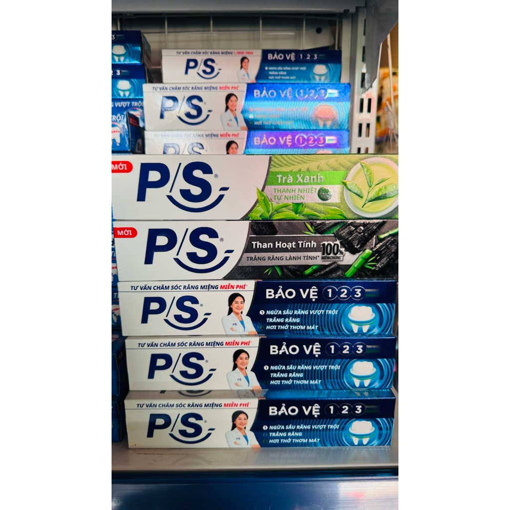 kem đánh răng Ps-123. PS trà xanh. PS than hoạt tính 180g