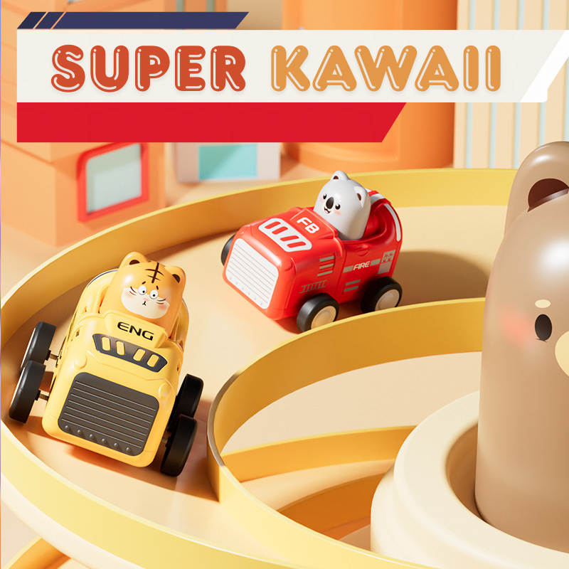 Mô Hình Xe Hoạt Tính Gấu Lái Xe Toy Car Xe Gấu Đồ Chơi Quán Tính Dễ Thương Chất Liệu Nhựa