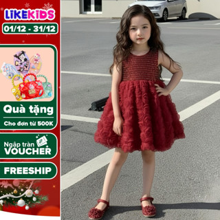  Đầm công chúa cao cấp cho bé gái hoạ tiết KIM SA NGỰC T29 phù hợp đi tiệc đi chơi cho bé - LikeKids 