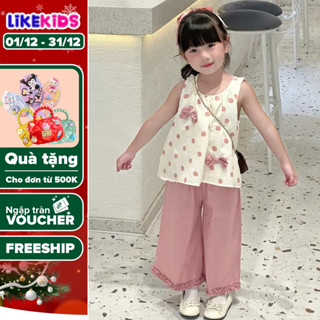  SET quần áo dễ thương cho bé gái hoạ tiết BI TRÒN không tay thoáng mát E65 - LikeKids 