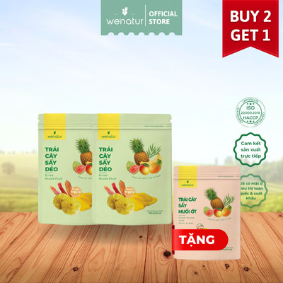 [MUA 2 TẶNG 1] Combo 2 Trái cây sấy dẻo we'natur 100g ( Tặng 1 Trái cây sấy muối ớt 100g)