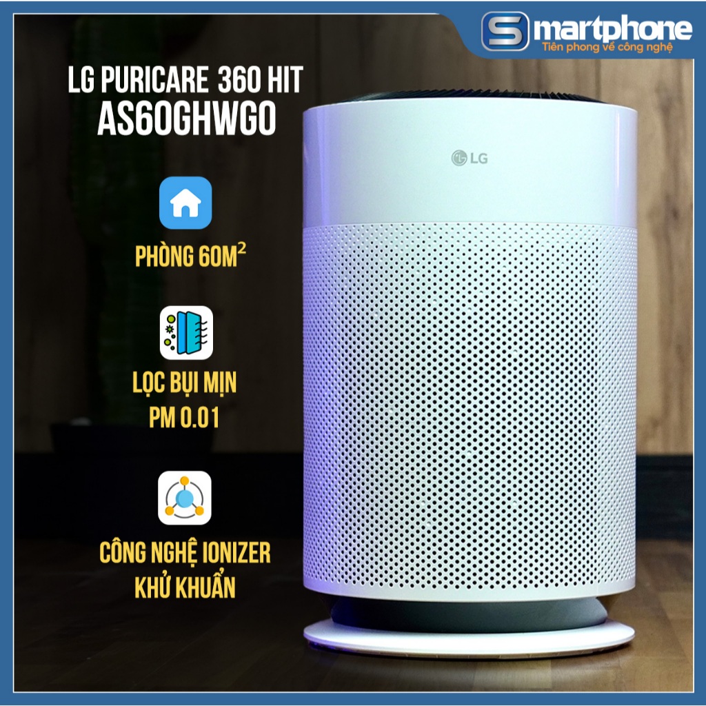 Máy Lọc Không Khí Cho Phòng Ngủ LG PuriCare 360 Hit AS60GHWG0 - Bảo Hành CH 12 Tháng Toàn Quốc Tại Nhà