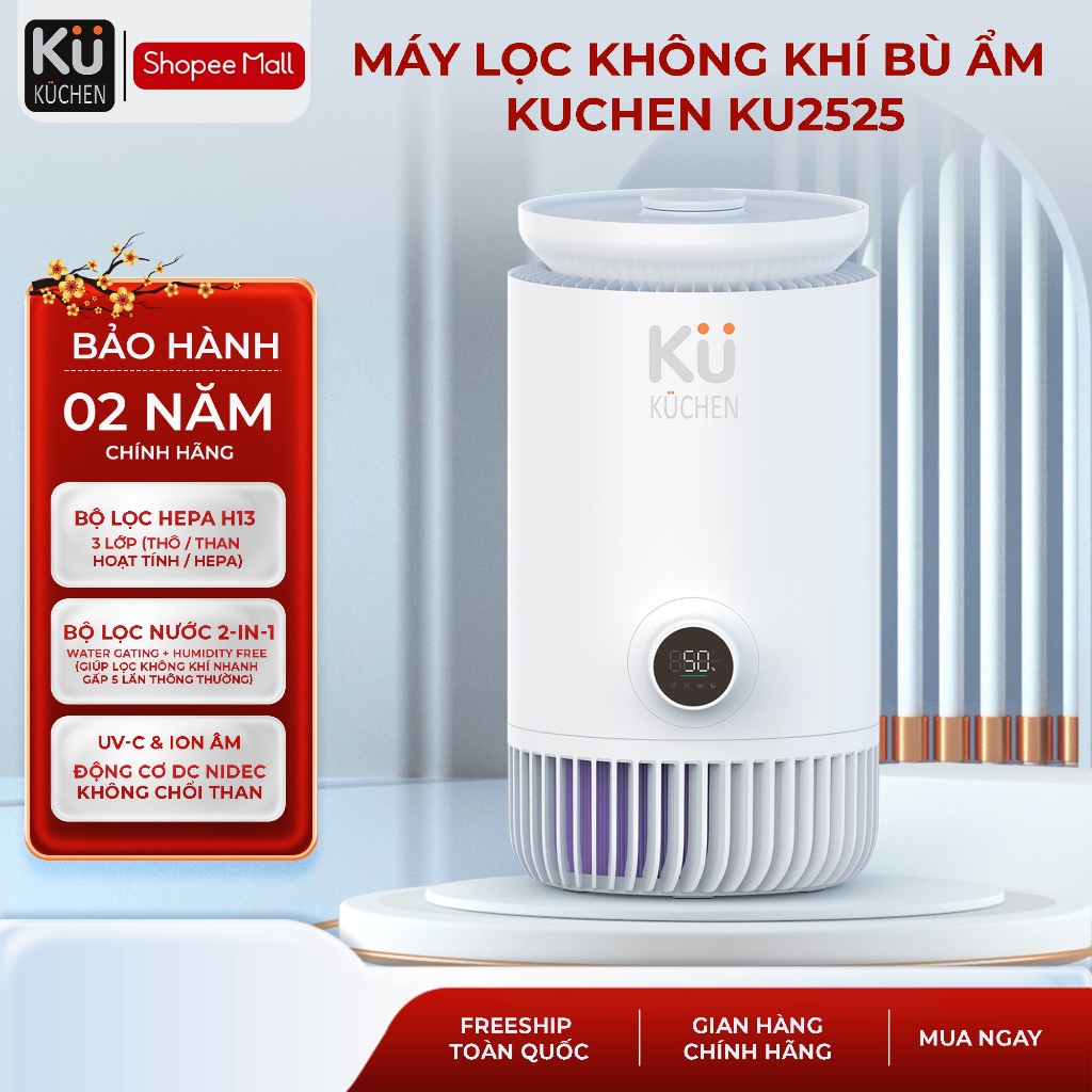 Máy lọc không khí bù ẩm KUCHEN KU2525 (diện tích 20–25 m²)