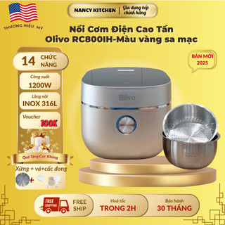 [1.5 Lít] Nồi cơm cao tần Olivo RC800IH,lồng nồi inox 316L,4-6 người ăn,14 chế độ,bảo hành 24 tháng