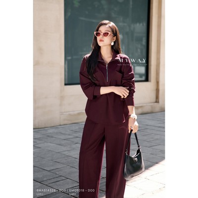 Set Áo Khoác Sơ MI Quần Suông Nữ Thể Thao MY WAY Dài Tay Thu Đông Cao Cấp 6MAB14324 6MQB0118 do2/do11