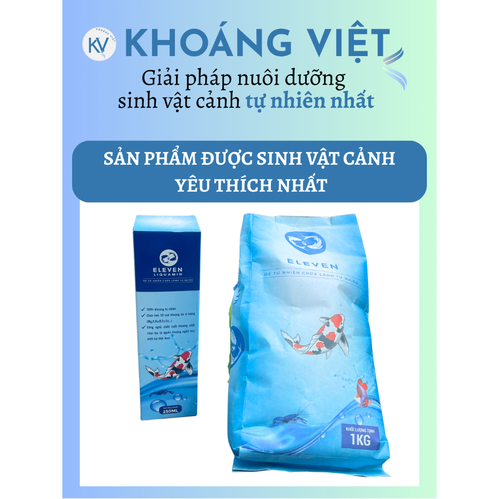 Cặp đôi khoáng cá, khoáng tép, khoáng vi sinh Eleven (Combo túi 125 gram và lọ 50ml chiết)