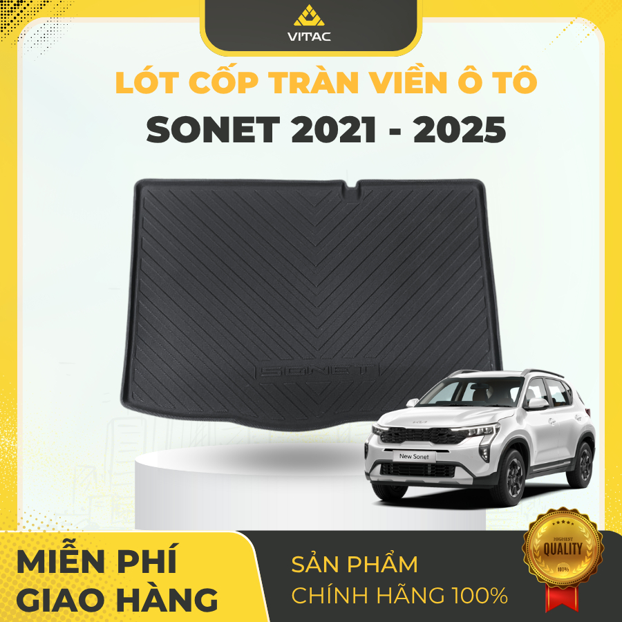 Freeship_VITAC Thương hiệu - THẢM LÓT CỐP KIA SONET 2021-2025 NHỰA TPV CAO CẤP