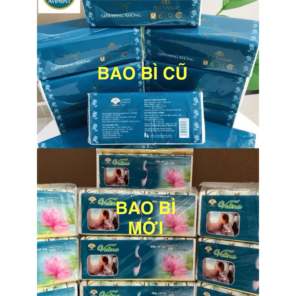 Giấy rút Hàng Không (khăn giấy rút AviTissue) Combo 1 TÚI 3 GÓI