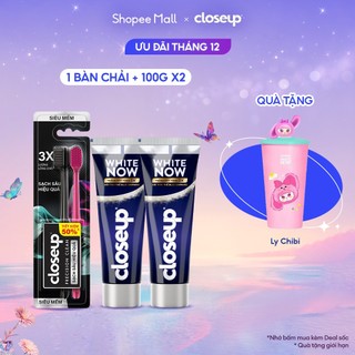  Bộ 2 Kem Đánh Răng và Bàn Chải Closeup - White Now Răng Trắng bật tông 3x Tức thì 100g và Precision Clean siêu mềm 