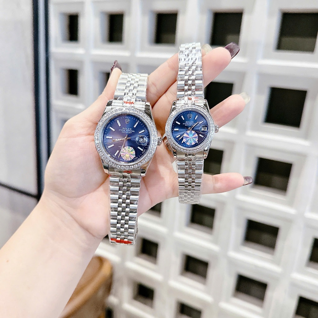 Combo đồng hồ đôi nam nữ R0lex size 41mm 31mm fullbox dây kim loại cao cấp chống nước