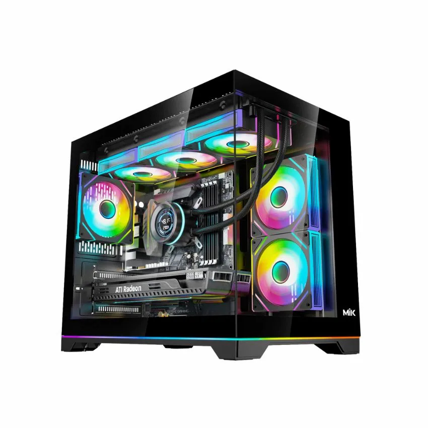 Case MIK G7 Led Strip Black (ITX/mATX, Kính cường lực, Đen, No Fan)