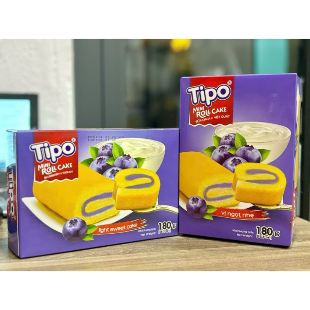 Bánh bông lan cuộn Tipo hộp 180g huong dau