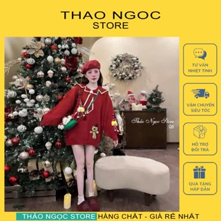  Áo len Noel nữ form rộng giấu quần kèm gấu đính nổi hàng nhập!  có sẵn hình thật  THẢO NGỌC STORE 