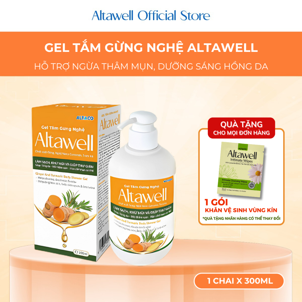  Gel Tắm Gừng Nghệ Altawell Làm Sạch & Khử Mùi Ngừa Mụn Sáng Da Thành Phần Gừng Nghệ Hỗ Trợ Làm Ấm Phù Hợp Cho Mẹ Bầu 