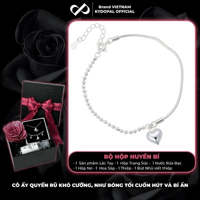 [HCM Hỏa Tốc] Lắc tay bạc nữ KYDOPAL vòng tay trái tim phồng treo dây mì bi chắc chắn trang sức 925 - PAL9C12L16