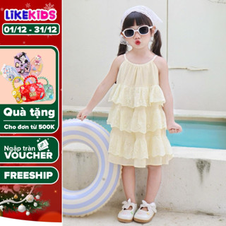  Đầm váy cho bé gái xinh xắn mùa hè hot trend kiểu dáng DÂY REN tầng T96 - LikeKids 