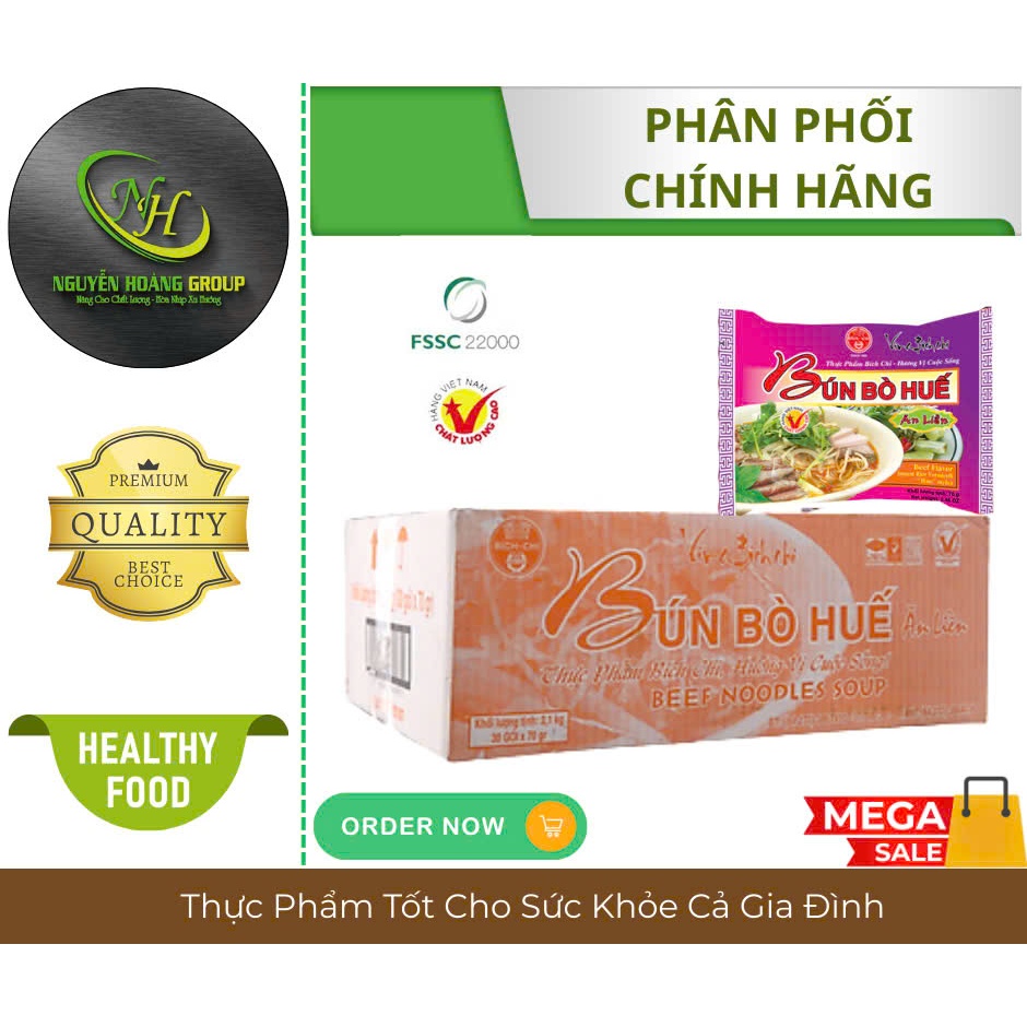 Bún BÒ HUẾ  Ăn Liền Bích Chi Gói 70g