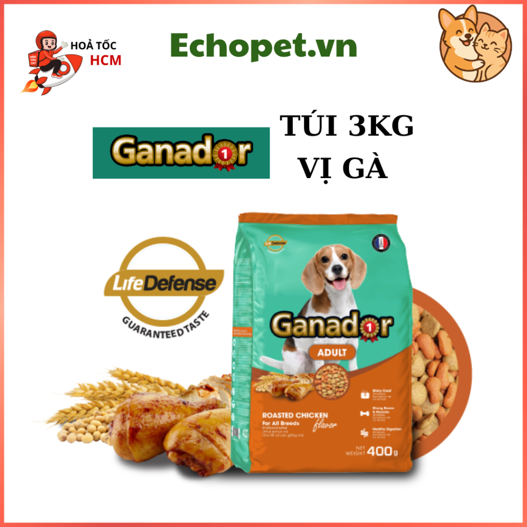 Hạt Ganador Vị Gà Nướng 3KG-10KG | Thức Ăn Cho Chó Trưởng Thành | Hạt Cho Chó Ganador