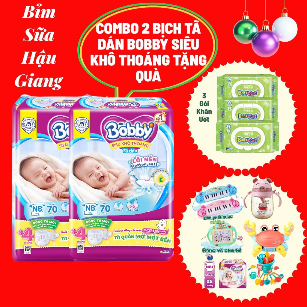 COMBO 2 TÃ DÁN SƠ SINH BOBBY NB70 < 5 ki, MỀM MẠI THẤM HÚT TỐT