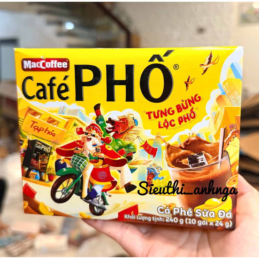 Cà Phê Phố ( Cà Phê Sữa Đá ) Maccoffee Hộp 10 gói x 24g