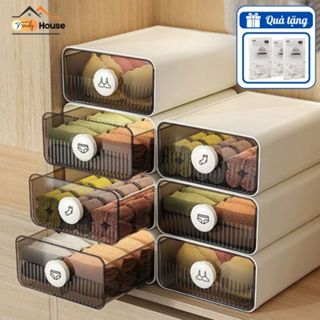  Khay Đựng Nội Y Có Nắp Ngăn Bụi Tủ Đựng Đồ Lót Thiết Kế Dạng Ngăn Kéo Thông Minh Tiện Lợi Chất Liệu Nhựa PP Bền Đẹp 