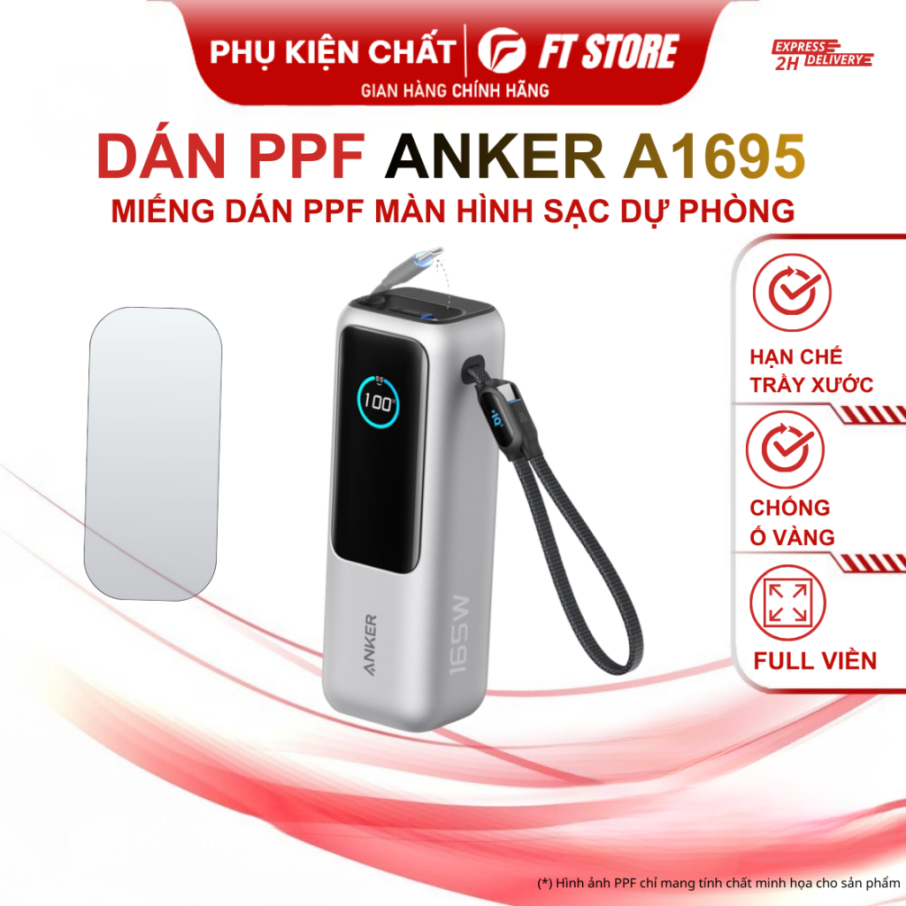 Miếng dán PPF cao cấp chống trầy màn hình Sạc Dự Phòng Anker Zolo 25000mAh 165W - A1695